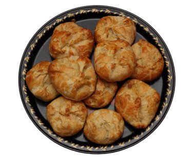 taze puffs üzerine beyaz izole bir tepsi Üstten Görünüm