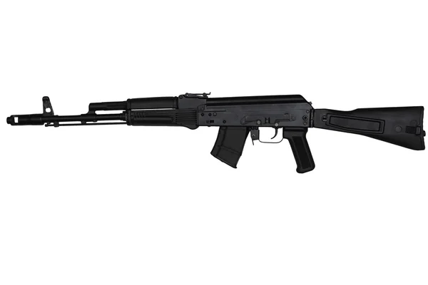 Assault rifle with butt stock extended left side view isolated on white — Stock Photo, Image