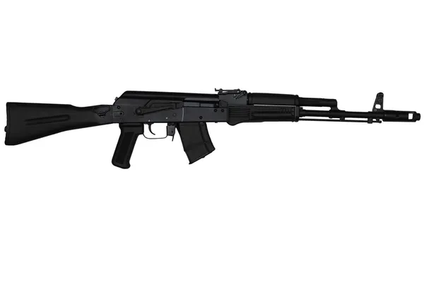 Assault rifle with butt stock extended right side view isolated on white — Stock Photo, Image