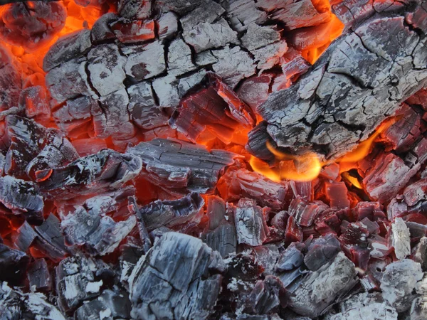 Quente carvão vivo extrema closeup foto — Fotografia de Stock