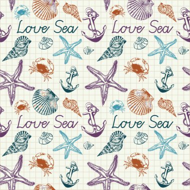 Deniz tema tasarlamak vektör çizim .