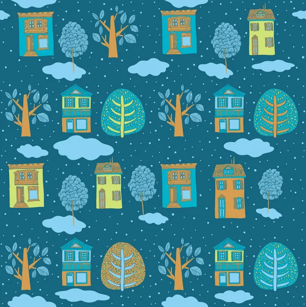 Petite ville en hiver. fond transparent. Illustration vectorielle . — Image vectorielle