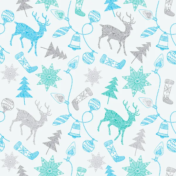 Geyikler ve Noel süslemeleri ile Noel kartı. vektör illustrat