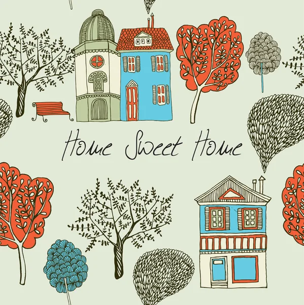 Hogar dulce hogar. Tarjeta. Fondo sin fisuras. Ilustración vectorial . — Vector de stock