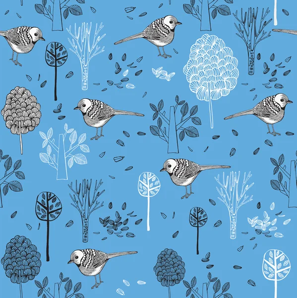 Vintage seamless pattern with birds — Stock Vector