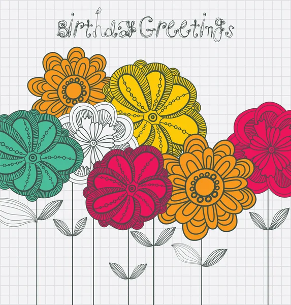 Carte d'anniversaire vintage avec des fleurs . — Image vectorielle