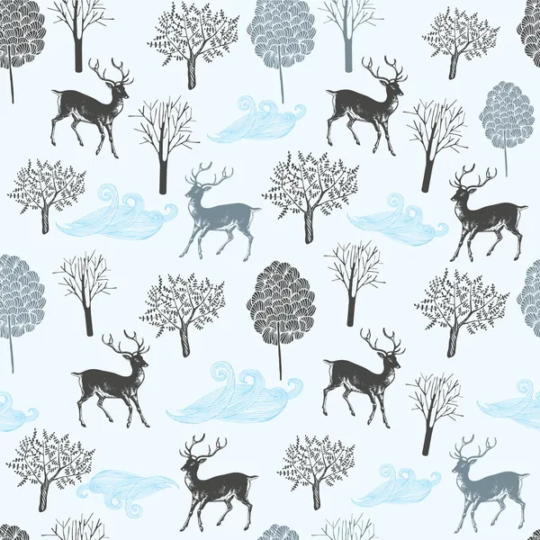 Geyikler ile Seamless modeli. vektör çizim.