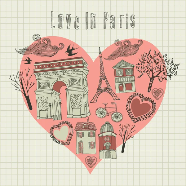 Valentin kártya. szerelem Párizsban. vektoros illusztráció. Stock Illusztrációk