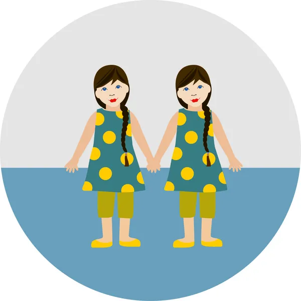 Children twins girls concept — Stock Vector