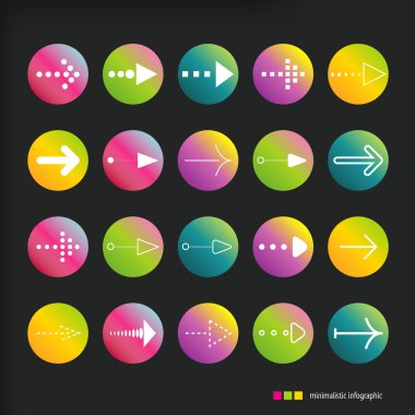 ok işareti simge seti. basit renkli daire şekli internet düğmesini siyah arka plan. Modern minimalist tarzı. vektör çizim Infographic web tasarım öğeleri.