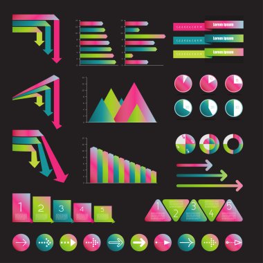 minimalictic modern Infographic klasörü diyagramlar, oklar, konuşma balonları ve grafikler. vektör.