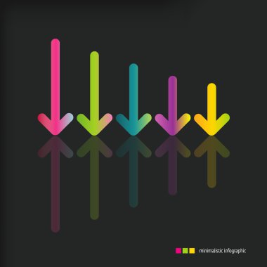 ok işareti simge seti. siyah arka plan üzerinde basit renkli oklar. Modern minimalist tarzı. vektör çizim Infographic web tasarım öğeleri.