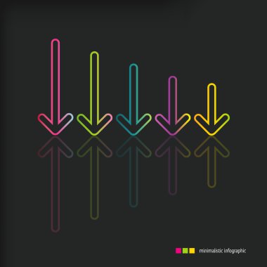 ok işareti simge seti. siyah arka plan üzerinde basit renkli oklar. Modern minimalist tarzı. vektör çizim Infographic web tasarım öğeleri.