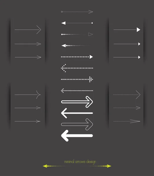 Pfeil-Zeichen-Symbol gesetzt. einfache Pfeile auf schwarzem Hintergrund. moderner minimalistischer Stil. Vektorillustration von infografischen Webdesign-Elementen. — Stockvektor