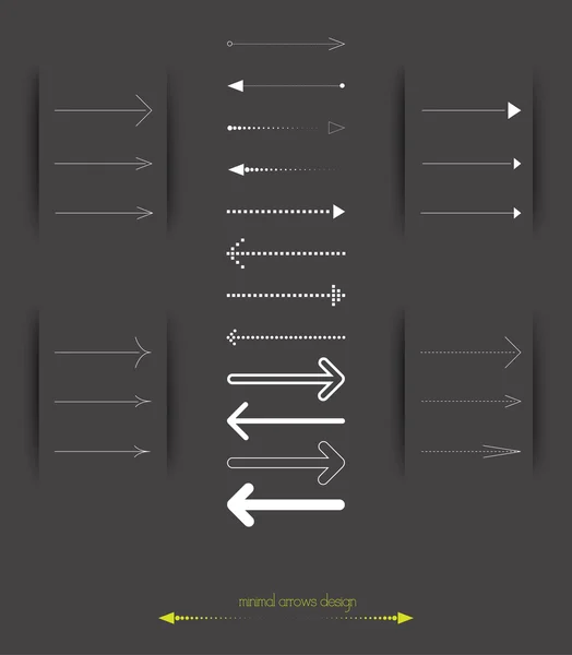 Arrow sign icon set. Flechas simples sobre fondo negro. Estilo minimalista moderno. Ilustración vectorial de elementos de diseño web de infografía . Vectores De Stock Sin Royalties Gratis