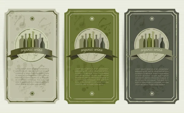 Set de etiquetas de vino biológicas frescas. Diseño vectorial Vintage . — Vector de stock