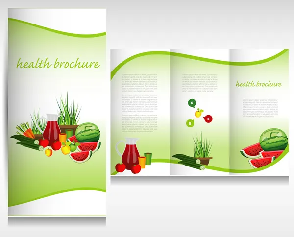 sağlık gıda broşür tasarımı. Bio sebze ve meyve. Broşür klasör vektör.