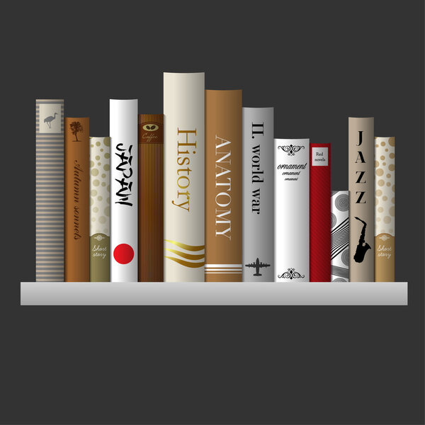 Bookshelf, vector illustration.