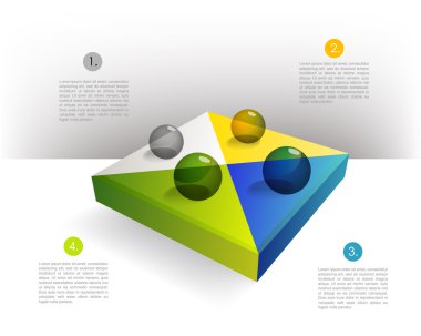 Presentation template rectangle graph with a 3d glass balls. Pie chart diagram. Infographics. clipart