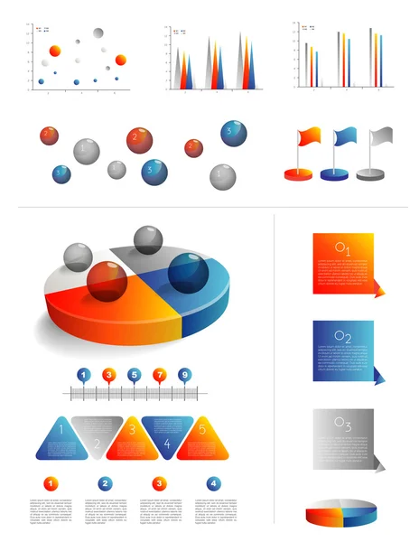 Modelo de apresentação para infográficos com diagrama gráfico de pizza. Elementos Web . —  Vetores de Stock