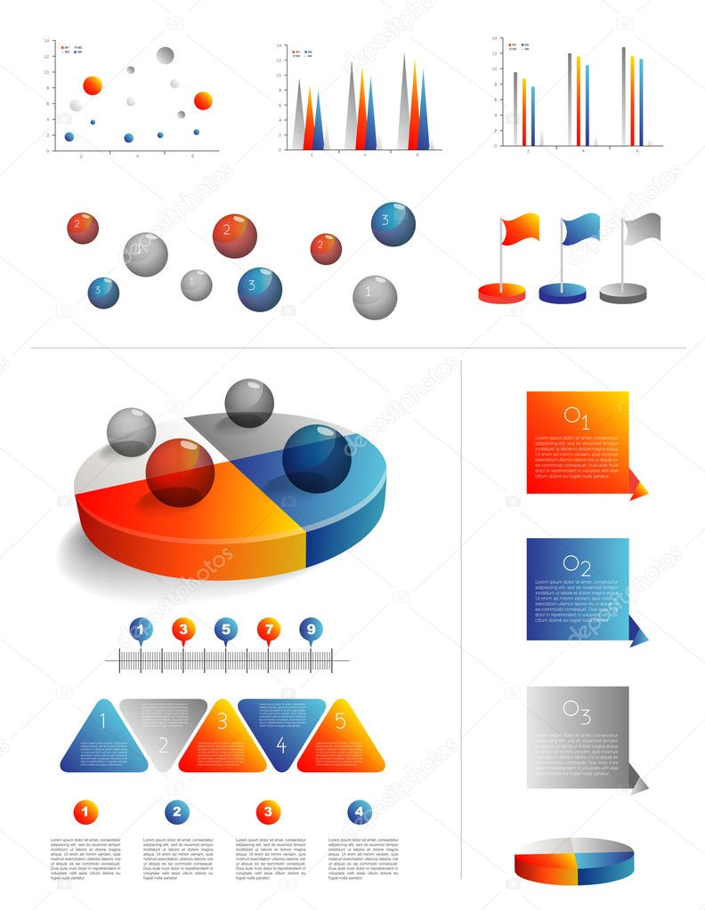 Presentation template for infographics with pie chart diagram. Web elements.