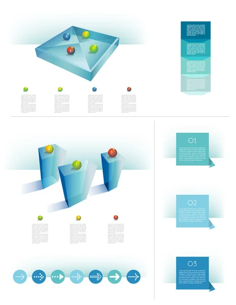 Éléments d'infographie. objets cube en verre 3D . — Image vectorielle