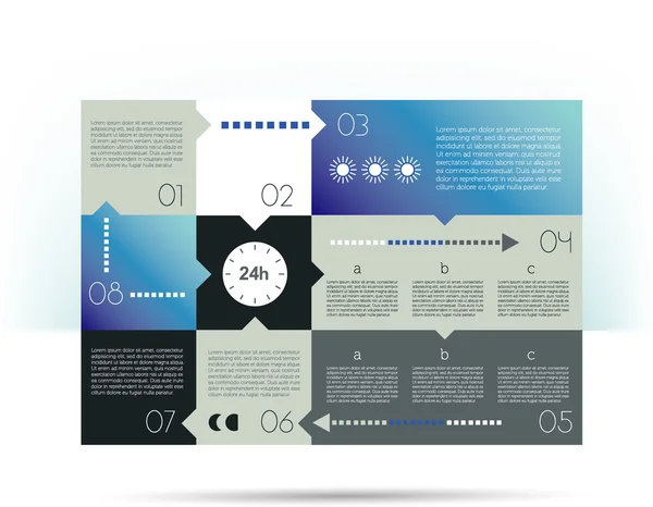 Infographics toespraak diagram met tekstvelden. 24 uur. — Stockvector
