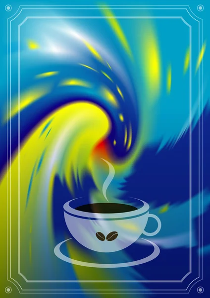 Koffie flyer. stoom koffie met geschilderde achtergrond. — Stockvector