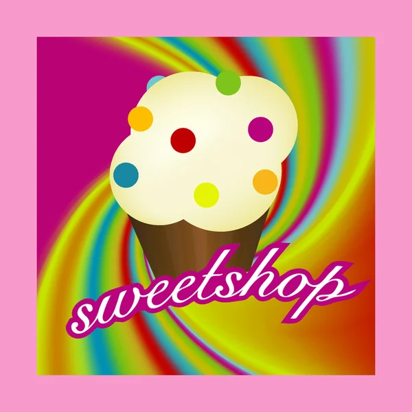 Sweetshop with muffin. — Stock Vector