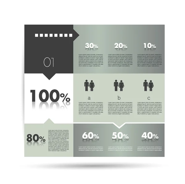 Diagrama da caixa, modelo. Esquema de módulo de infográficos . —  Vetores de Stock