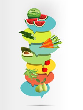 Sağlık meyve ve sebze. Vitaminler illüstrasyon.