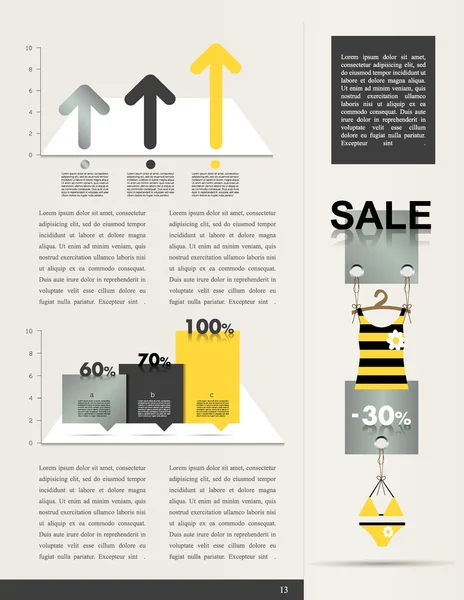 Exemple de page. Graphiques, graphiques pour l'infographie . — Image vectorielle