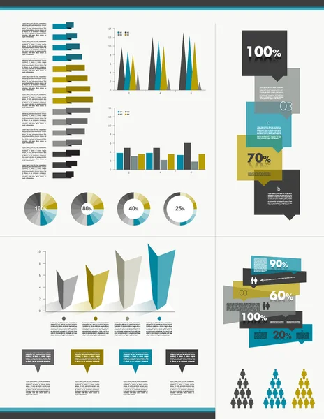 Voorbeeldpagina. grafieken, diagrammen voor info afbeeldingen. — Stockvector