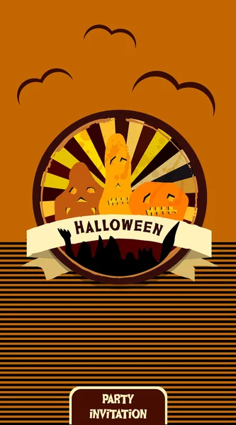 Halloween party invitation card. Vector vintage illustration. — Stock Vector