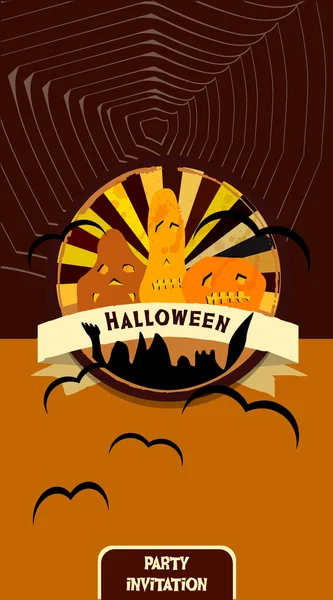 Cartão de convite de festa de Halloween. Vector ilustração vintage . — Vetor de Stock