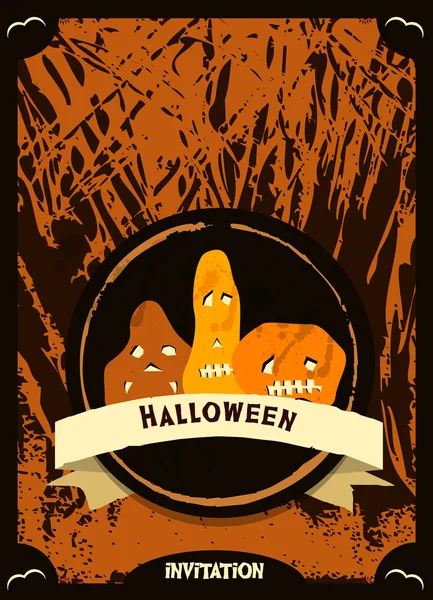 Einladungskarte zu Halloween. Jahrgangsvektor. — Stockvektor