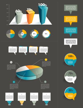 pasta grafik diyagramı ile infographics sunu şablonu. Web öğeleri.