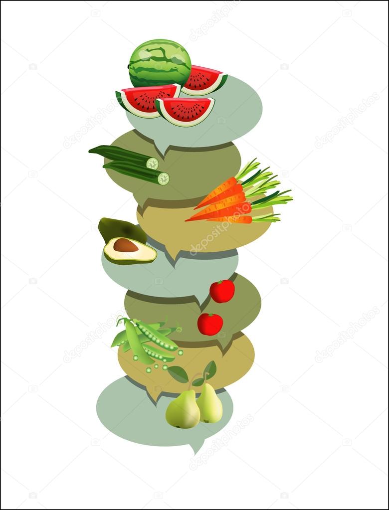 Health fruit and vegetable. Vitamins illustration.