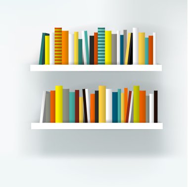 kitap raf iç. modern mobilya tasarımı üzerinde beyaz izole. vektör çizim. arka plan sanat.