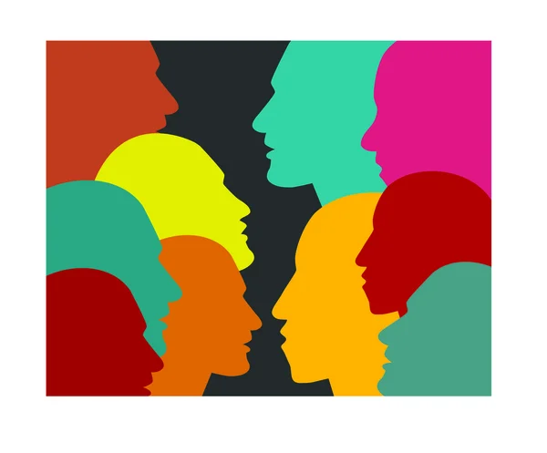 Men profile silhouette group. Vector illustration.