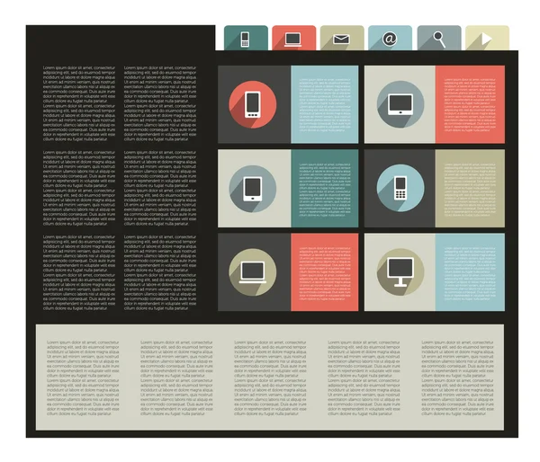 Modelo de site moderno. Banner de opção minimalista colorido. Ilustração vetorial. Diagrama da caixa. Blog, fundo do quadro de avisos . — Vetor de Stock