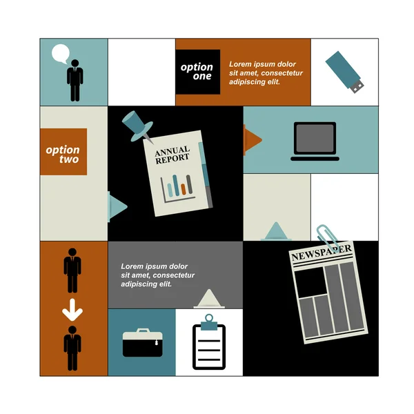 Modern renkli Infographic kutusunu Diyagram-ebilmek var olmak kullanılmış için faaliyet raporu. Web veya baskı afiş, şablon. Sadece minimalist seçeneği grafik tasarım. vektör çizim. — Stok Vektör