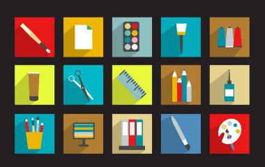 iş ofis veya okulda simge kümesi.