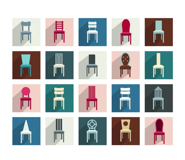 Sammlung verschiedener Stühle. modernes flaches Piktogrammset. — Stockvektor
