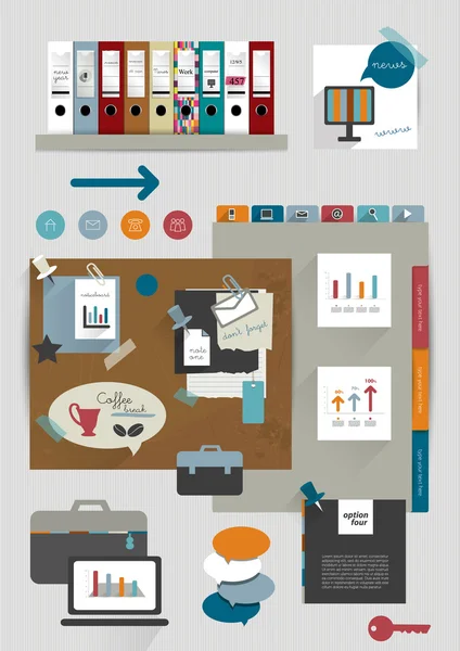 Definir elementos de infográficos para modelo de web de escritório . — Vetor de Stock