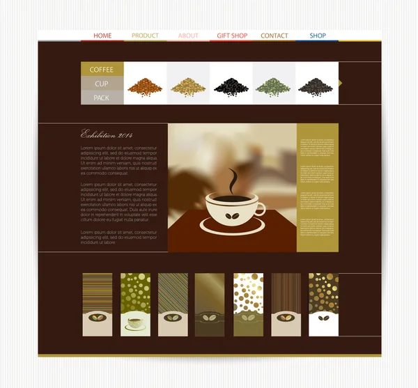 Página web de café . — Vector de stock