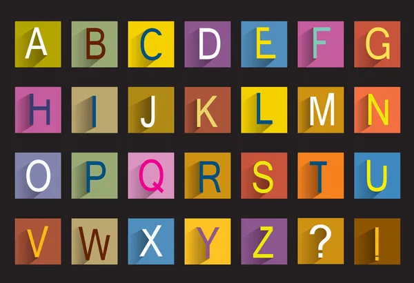 Vektor-Flachbild-Alphabet. Bunte Schildersammlung. — Stockvektor