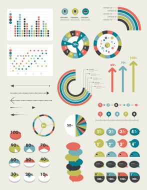 Infographic öğeleri kümesi. grafikler, çizelgeler, konuşma balonları, oklar, metin alanları koleksiyon. Daire şablonu. Sadece minimalist düz tasarımı.