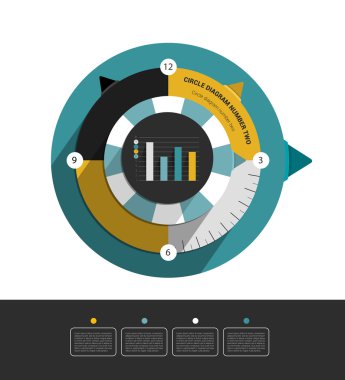 Daire Infographic diyagramı. Modern düz yuvarlak düzeni baskı veya web sayfası için. Trend marka renk düzeni.