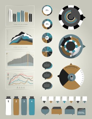 Özel iş düz infographics öğeleri koleksiyonu. çizelgeler, grafikler, yuvarlak, daire diyagramları, konuşma balonları, etiketleri, metin alanları. Faaliyet Raporu, katalog, broşür, dergi için kullanılabilir.